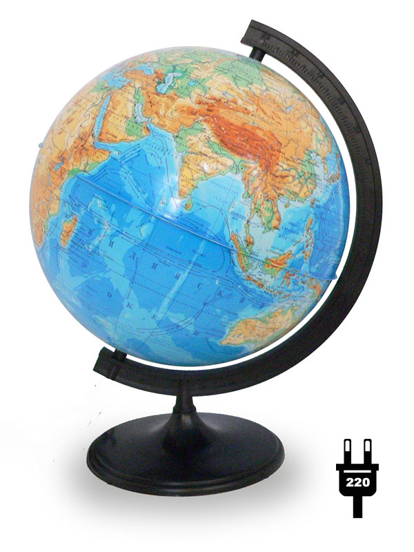 Картинка Глобус Земли физический с подсветкой
