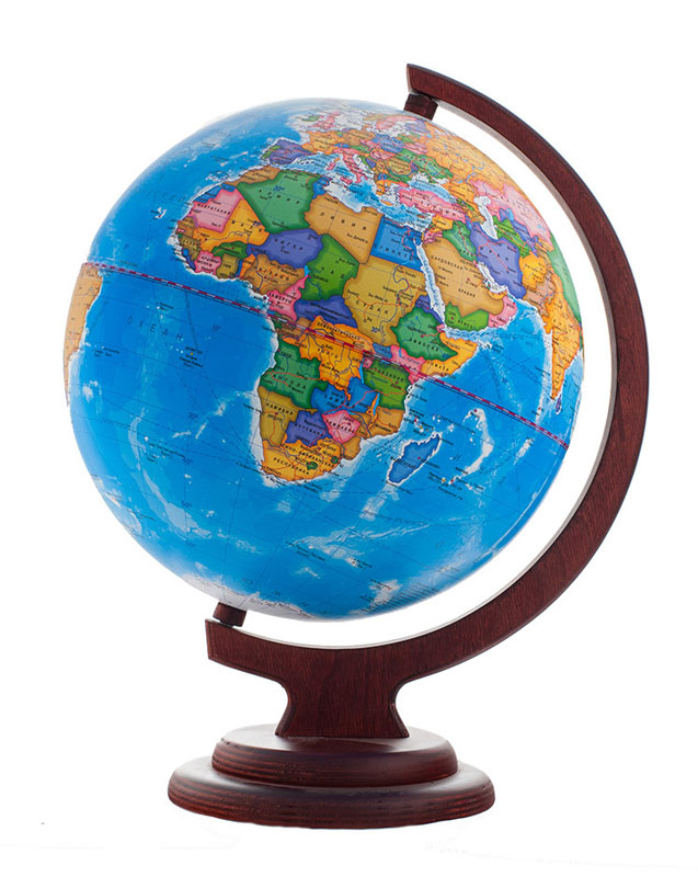 Картинка Глобус Земли политический на подставке из дерева