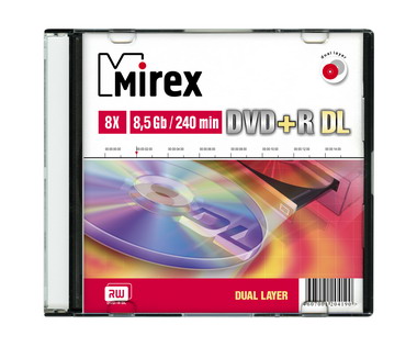 Картинка Диск DVD+R Mirex 8,5 Гб 8x Slim Dual Layer