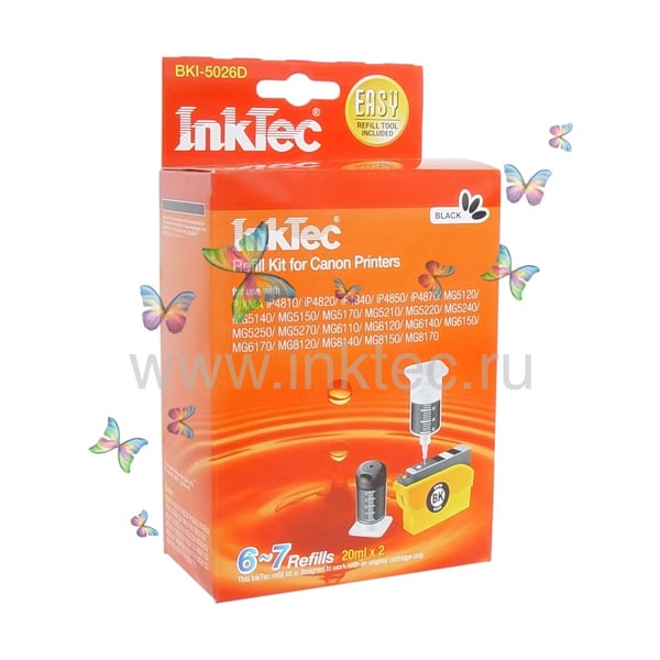 Картинка Чернила InkTec Canon Canon CLI-226BK/ 426BK/ 526BK/ 726BK black 20ml*2 BKI-5026D